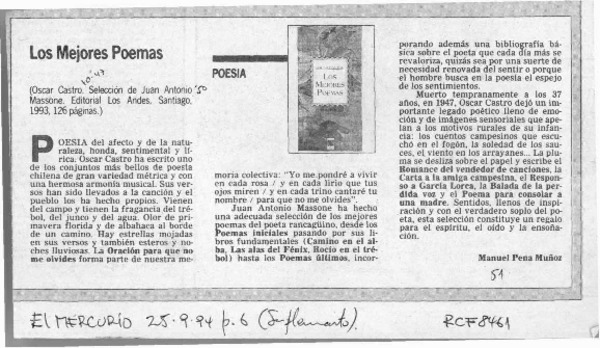 Los mejores poemas  [artículo] Manuel Peña Muñoz.