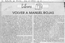 Volver a Manuel Rojas  [artículo].