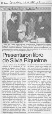 Presentaron libro de Silvia Riquelme  [artículo].