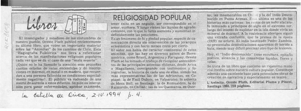 Religiosidad popular  [artículo].