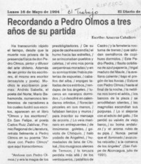 Recordando a Pedro Olmos a tres años e su partida  [artículo] Azucena Caballero.