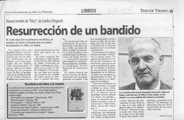 Resurrección de un bandido  [artículo] Andrés Gómez.