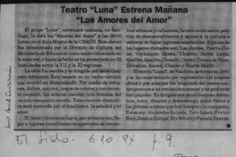 Teatro "Luna" estrena mañana "Los amores del amor"  [artículo].