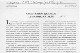 Un educador ejemplar, Luis Gómez Catalán  [artículo].