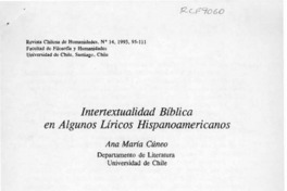 Intertextualidad bíblica en algunos líricos hispanoamericanos  [artículo] Ana María Cuneo.