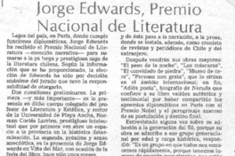 Jorge Edwards, Premio Nacional de Literatura