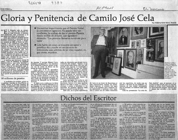 Gloria y penitencia de Camilo José Cela  [artículo] Fernando Mas.