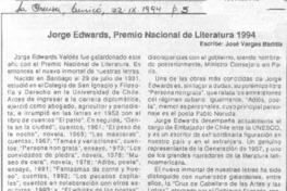 Jorge Edwards, Premio Nacional de Literatura 1994
