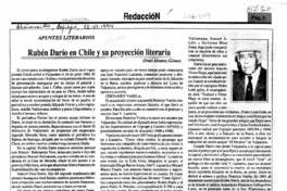 Rubén Darío en Chile y su proyección literaria  [artículo] Oriel Alvarez Gómez.