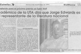 Académico de la UTA dijo que Jorge Edwards es fiel representante de la literatura nacional  [artículo].
