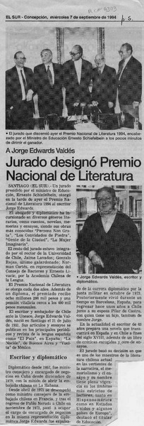 Jurado designó Premio Nacional de Literatura  [artículo].