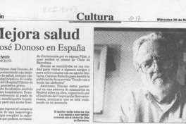 Mejora salud de José Donoso en España  [artículo].