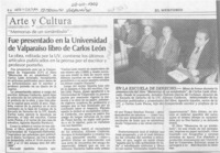 Fue presentado en la Universidad de Valparaíso libro de Carlos León  [artículo].