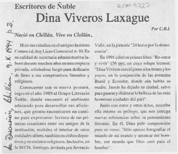 Dina Viveros Laxague  [artículo] C. R. I.