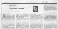 "Cincuenta poemas"  [artículo] Sara Vial.