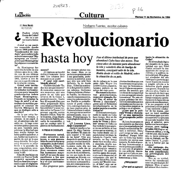 Revolucionario hasta hoy  [artículo] J. J. Armas Marcelo.