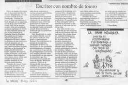 Escritor con nombre de torero  [artículo] Ramón Díaz Eterovic.