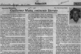 Guillermo Matta, eminente literato  [artículo] Oriel Alvarez Gómez.