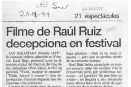 Filme de Raúl Ruiz decepciona en festival  [artículo].