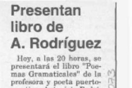 Presentan libro de A. Rodríguez  [artículo].