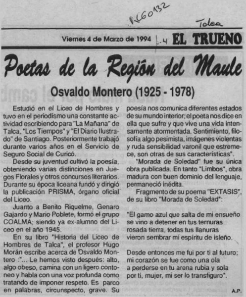 Poetas de la Región del Maule  [artículo] A. P..