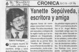 Yanette Sepúlveda, escritora y amiga  [artículo] Gabriel Rodríguez.
