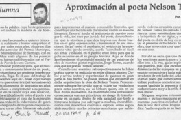 Aproximación al poeta Nelson Torres  [artículo] Jaime Márquez.