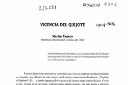 Vigencia del Quijote  [artículo] Martín Panero.