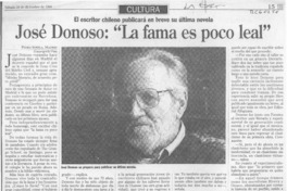 José Donoso, "La fama es poco leal"  [artículo] Pedro Sorela.