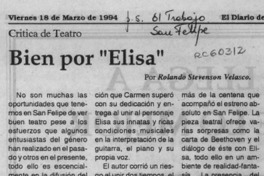 Bien por "Elisa"  [artículo] Rolando Stevenson Velasco.