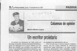 Un escritor proletario  [artículo] Marino Muñoz Lagos.