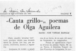 "Canta grillo", poemas de O. Aguilera