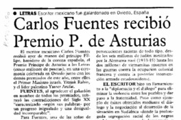 Carlos Fuentes recibió Premio P. de Asturias  [artículo].