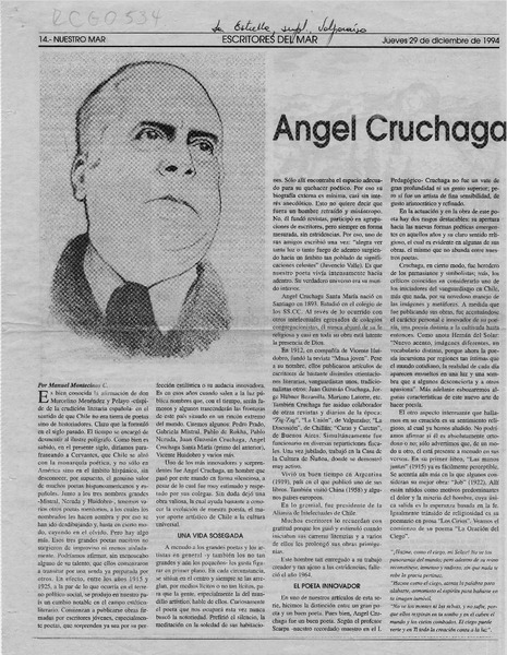 Angel Cruchaga Santa María y la voz del mar  [artículo] Manuel Montecinos C.