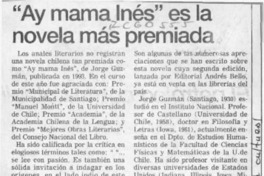 "Ay mama Inés" es la novela más premiada  [artículo]