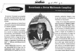 Recordando a Héctor Maldonado Campillay  [artículo] Aminda Aravena de Maldonado.