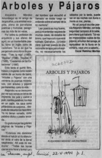 Arboles y pájaros  [artículo] Oscar Ramírez Merino.