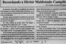 Recordando a Héctor Maldonado Campillay  [artículo] Aminda Aravena de Maldonado.