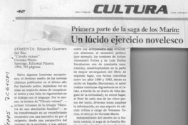 Un lúcido ejercicio novelesco  [artículo] Eduardo Guerrero del Río.