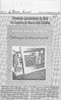 Anuncian lanzamiento de libro de cuentos de María Inés Cavalla  [artículo].