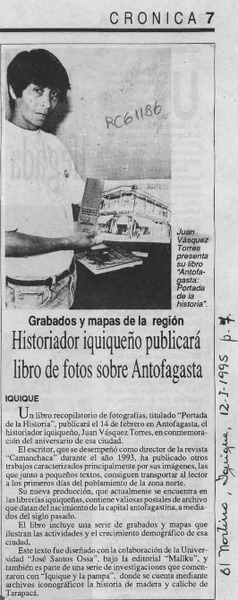 Historiador iquiqueño publicará libro de fotos sobre Antofagasta  [artículo].