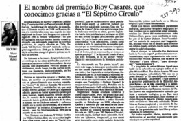 El nombre del premiado Bioy Casares, que conocimos gracias a "El Séptimo Círculo"  [artículo] Víctor Manuel Muñoz.