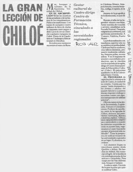La gran lección de Chiloé  [artículo].