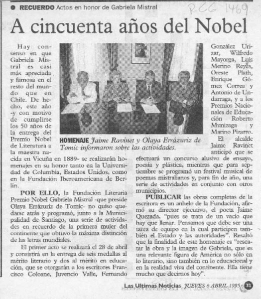 A cincuenta años del Nobel  [artículo].