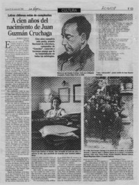 A cien años del nacimiento de Juan Guzmán Cruchaga  [artículo] Roberto Viereck.