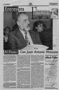 Entrevista al pasar, con Juan Antonio Massone  [artículo].