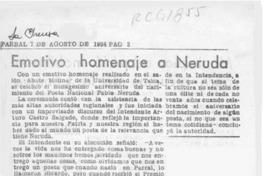 Emotivo homenaje a Neruda  [artículo].