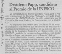 Desiderio Papp, candidato al Premio de la UNESCO