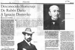 Desconocido homenaje de Rubén Darío y Ignacio Domeyko  [artículo] Alfredo Lastra Norambuena.