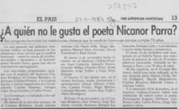 A quién no le gusta el poeta Nicanor Parra?